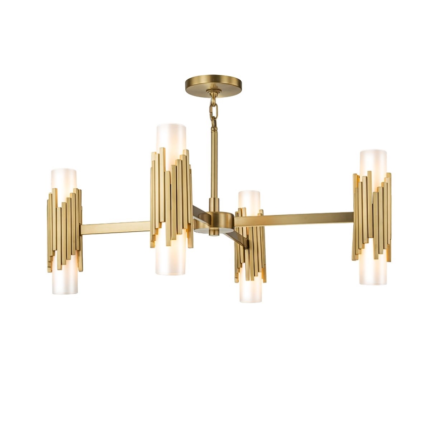 Elstead - Lustre sur tige MARVELE, 8 x E14, max. 40 W, 230 V, finition dorée