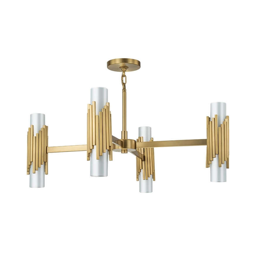 Elstead - Lustre sur tige MARVELE, 8 x E14, max. 40 W, 230 V, finition dorée