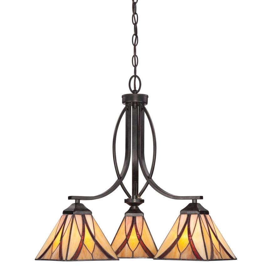 Elstead - Lustre suspendu sur chaîne Tiffany ASHEVILLE 3xE27/60W/230V