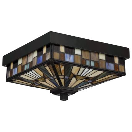 Elstead - Plafonnier d'extérieur Tiffany INGLENOOK 2xE27/60W/230V IP44