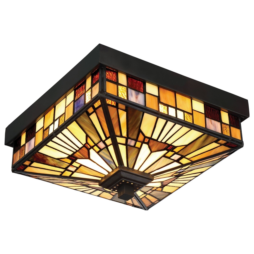 Elstead - Plafonnier d'extérieur Tiffany INGLENOOK 2xE27/60W/230V IP44