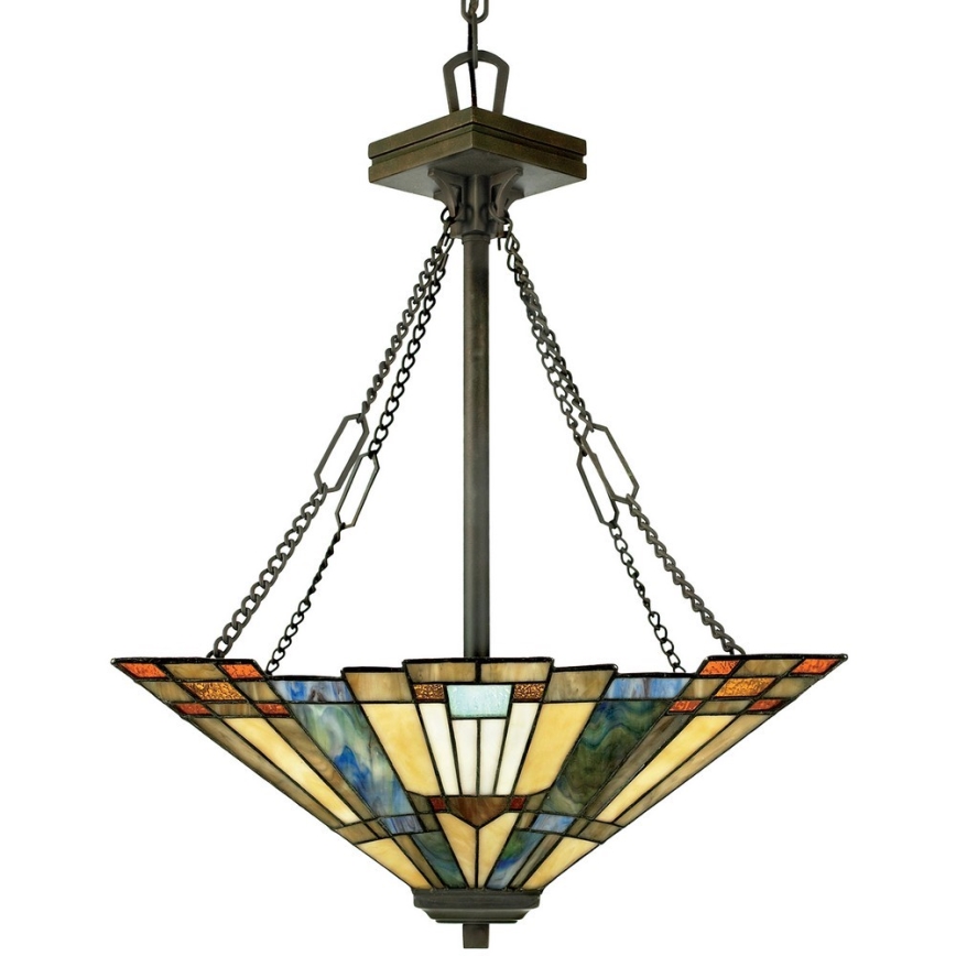 Elstead - Lustre Tiffany INGLENOOK avec chaîne 3xE27/100W/230V
