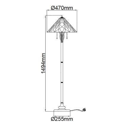 Elstead - Lampadaire Tiffany VICTORY 2xE27/60W/230V