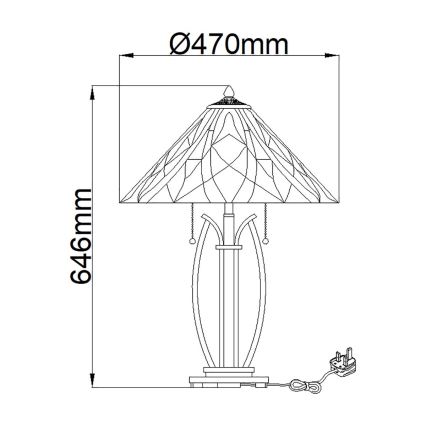 Elstead - Lampe de table Tiffany VICTORY 2xE27/60W/230V