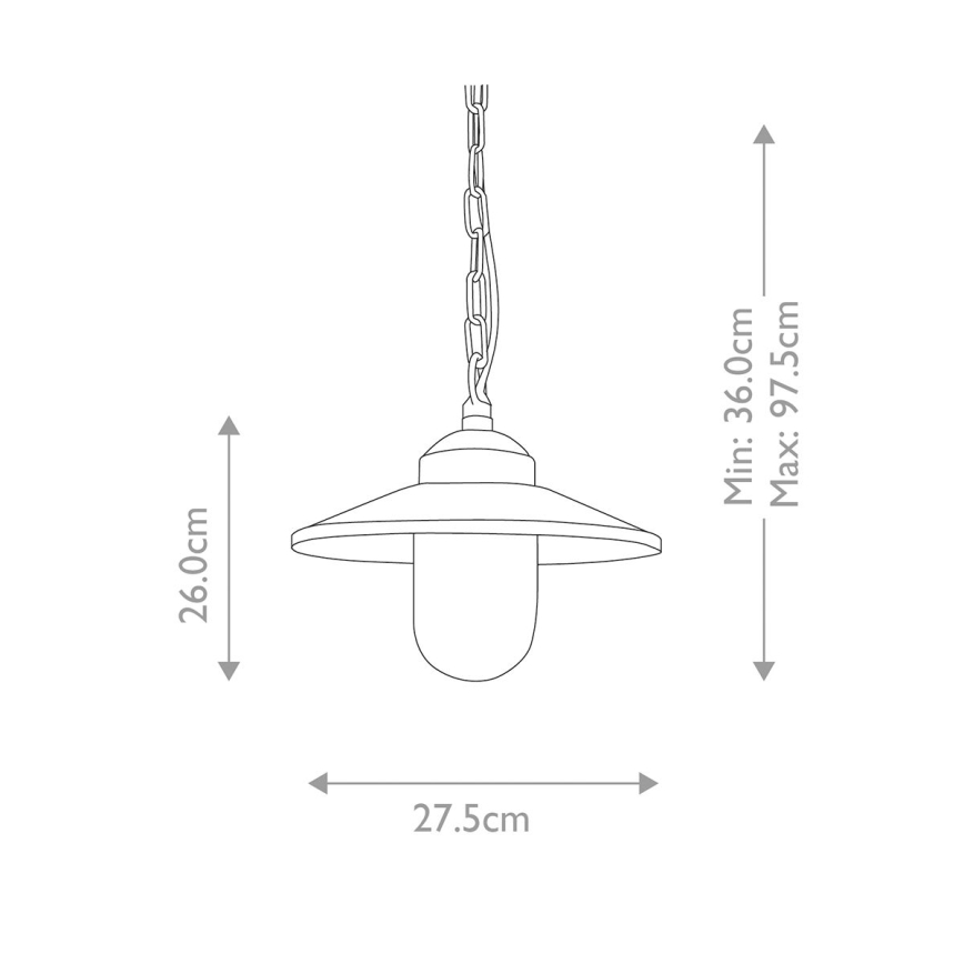 Elstead - Suspension filaire d'extérieur KLAMPENBORG 1xE27/60W/230V IP44