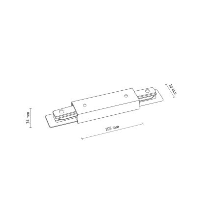 Embout du système de rail avec connexion électrique monophasée TRACER droit noir