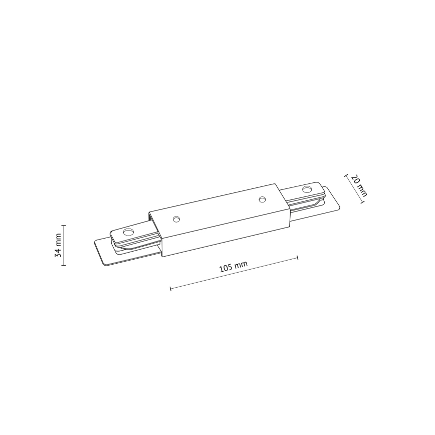 Embout du système de rail avec connexion électrique monophasée TRACER droit noir