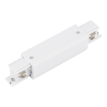 Embout du système de rail avec connexion électrique triphasée TRACER droit blanc