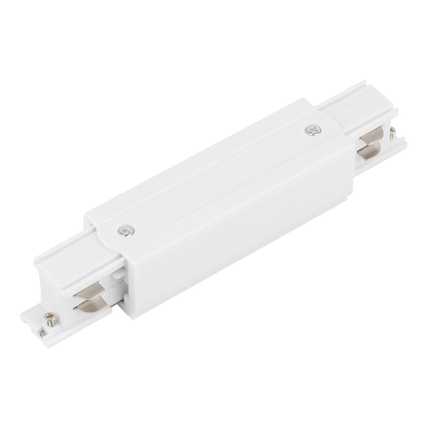 Embout du système de rail avec connexion électrique triphasée TRACER droit blanc