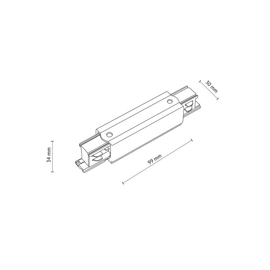 Embout du système de rail avec connexion électrique triphasée TRACER droit noir