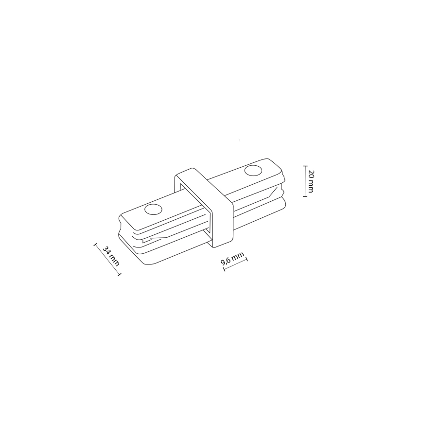 Embout pour système de rail monophasé TRACER droit noir