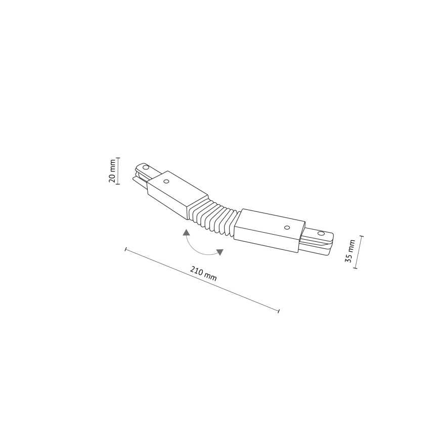 Embout pour système de rail monophasé TRACER flexible noir
