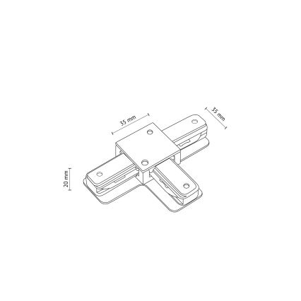 Embout pour système de rail monophasé TRACER T-connecteur noir