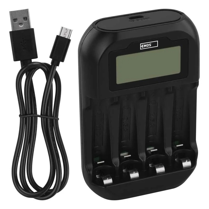 Chargeur de piles avec écran LCD 4xAA/AAA 5V