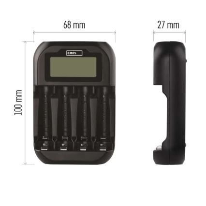 Chargeur de piles avec écran LCD 4xAA/AAA 5V