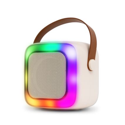 CONNECT IT CSP-1010-BG - Enceinte LED RGB avec microphones sans fil 2Mic 5W/1200 mAh + 2x 400 mAh crème/doré