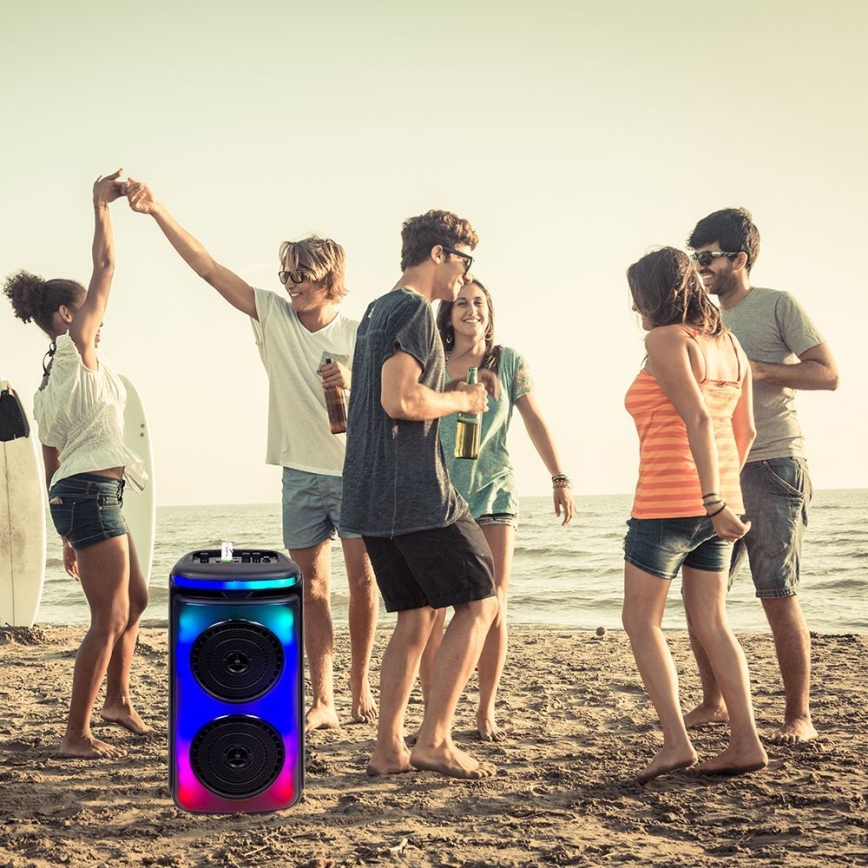 Enceinte rechargeable LED RGB avec un micro 400W/2400 mAh + télécommande