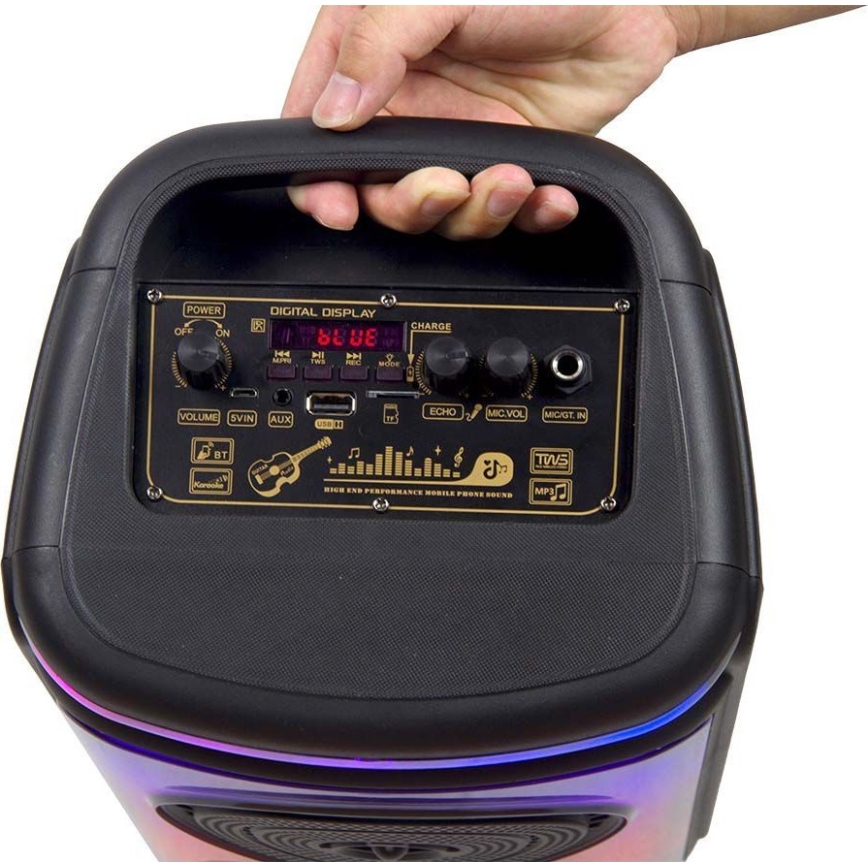 Enceinte rechargeable LED RGB avec un micro 400W/2400 mAh + télécommande