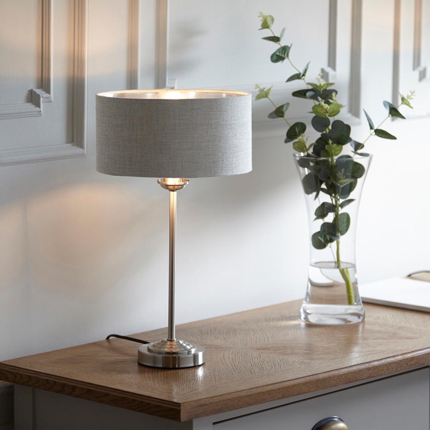 Endon 100646 - Lampe de table HIGHCLERE 1xE14/7W/230V beige/chrome mat Ø 25 cm