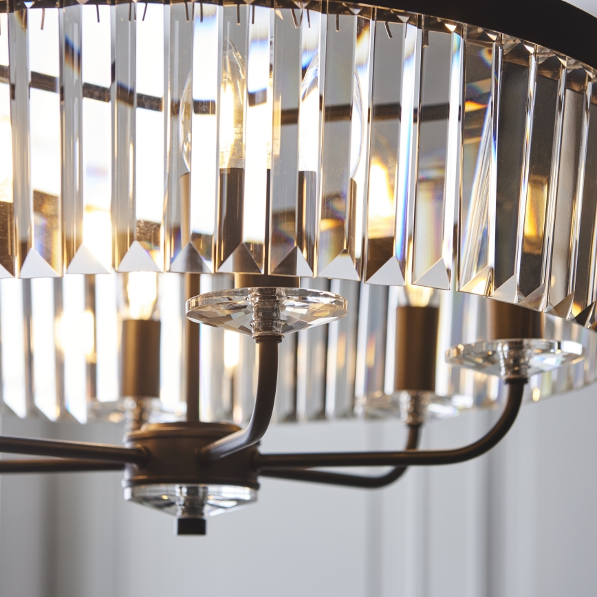 Endon 100711 - Lustre à chaîne CHESTERFIELD 6xE14/6W/230V Ø 55 cm noir