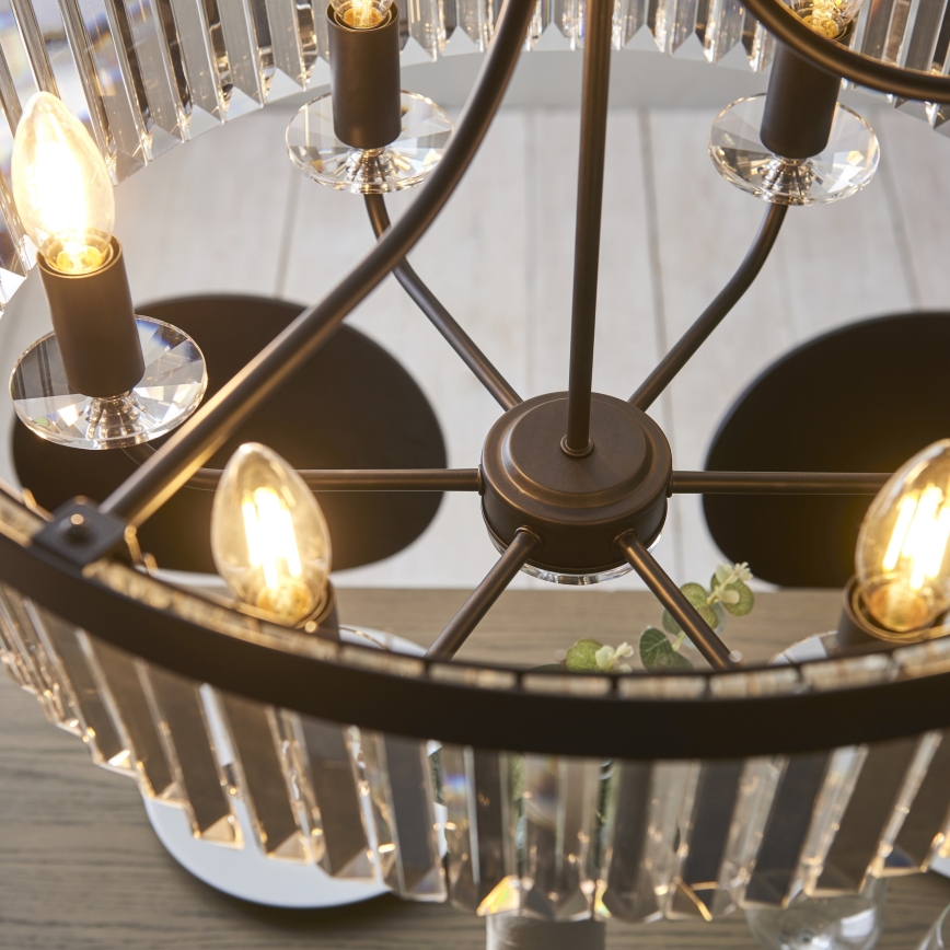 Endon 100711 - Lustre à chaîne CHESTERFIELD 6xE14/6W/230V Ø 55 cm noir