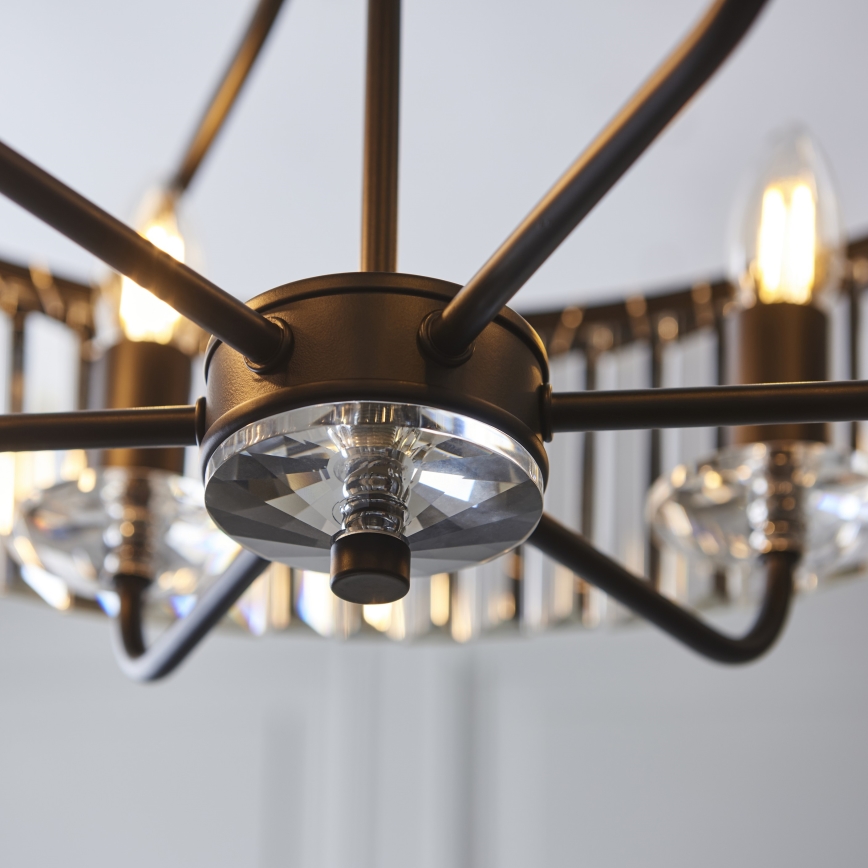 Endon 100711 - Lustre à chaîne CHESTERFIELD 6xE14/6W/230V Ø 55 cm noir