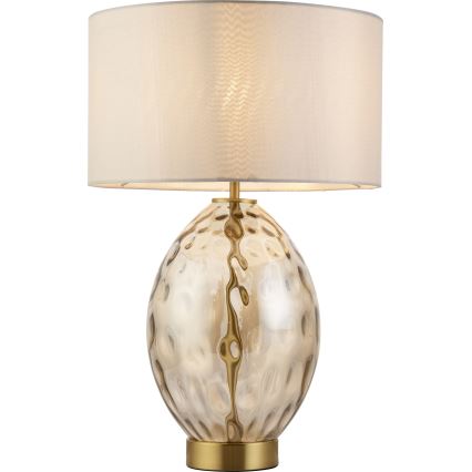 Endon 101150 - Lampe de table à intensité variable ERIN 1xE27/10W/230V blanc/laiton/beige fumé