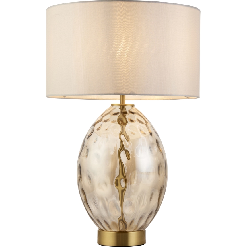 Endon 101150 - Lampe de table à intensité variable ERIN 1xE27/10W/230V blanc/laiton/beige fumé