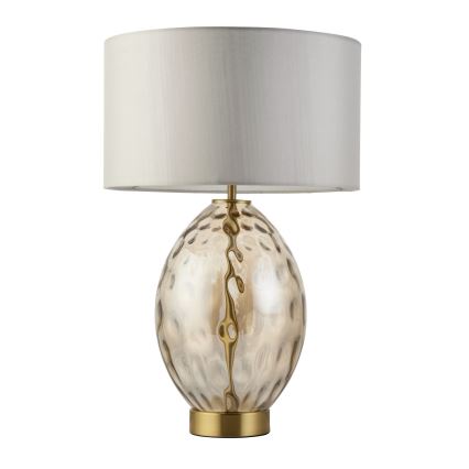 Endon 101150 - Lampe de table dimmable ELIN 1xE27/10W/230V blanche/laiton/beige fumé