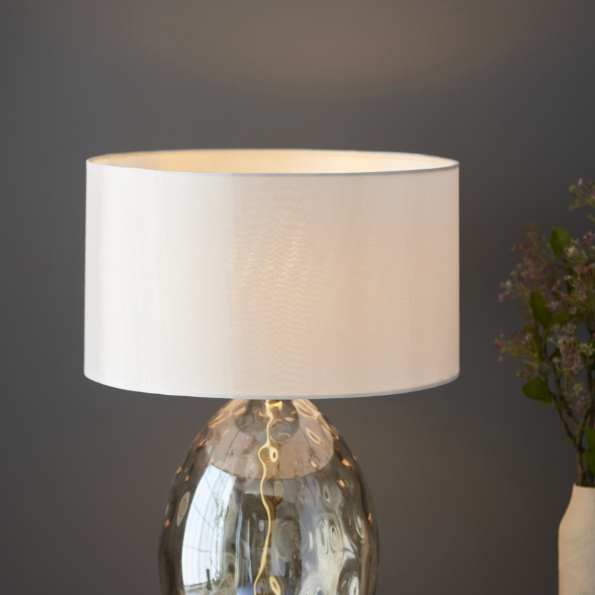 Endon 101150 - Lampe de table dimmable ELIN 1xE27/10W/230V blanche/laiton/beige fumé