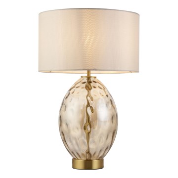 Endon 101150 - Lampe de table dimmable ELIN 1xE27/10W/230V blanche/laiton/beige fumé