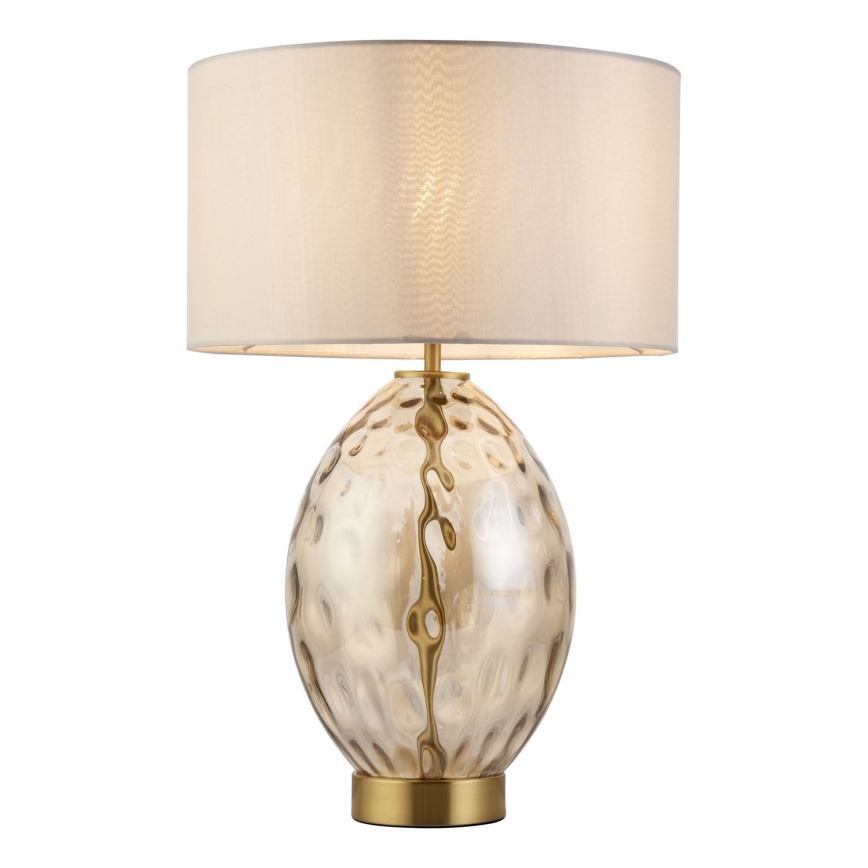 Endon 101150 - Lampe de table dimmable ELIN 1xE27/10W/230V blanche/laiton/beige fumé