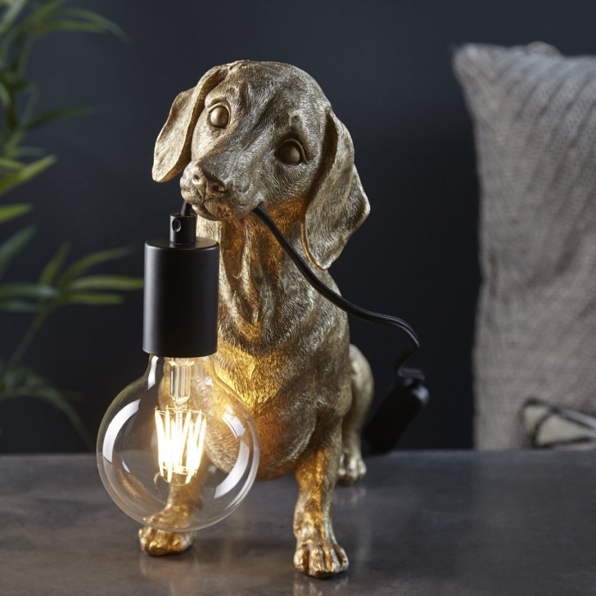 Endon 101187 - Lampe de table DACHSHUND 1xE27/10W/230V doré