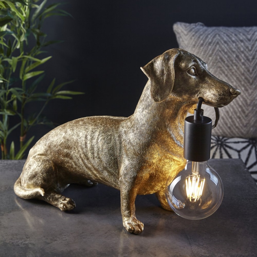 Endon 101187 - Lampe de table DACHSHUND 1xE27/10W/230V doré