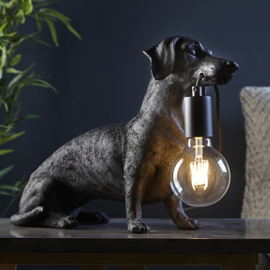 Endon 101188 - Lampe de table DACHSHUND 1xE27/10W/230V noir