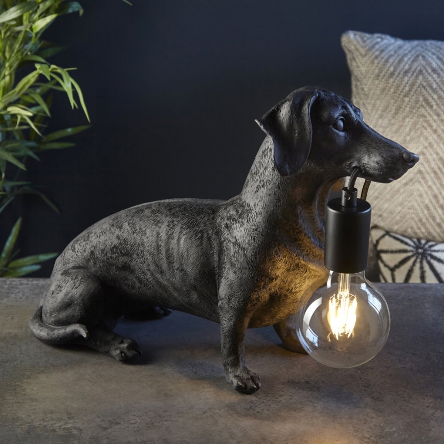 Endon 101188 - Lampe de table DACHSHUND 1xE27/10W/230V noir