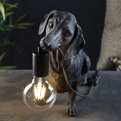 Endon 101188 - Lampe de table DACHSHUND 1xE27/10W/230V noir