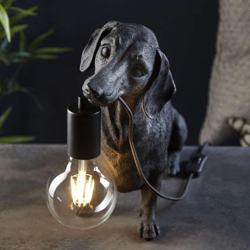 Endon 101188 - Lampe de table DACHSHUND 1xE27/10W/230V noir