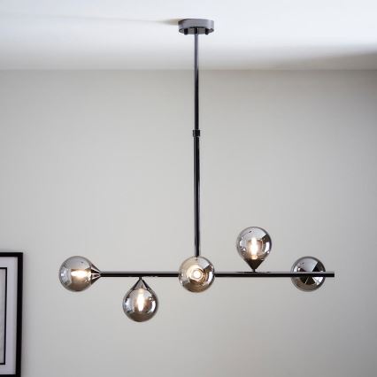 Endon 101348 - Suspension sur tige OTIS 5xG9/3W/230V chrome noir/noir fumé