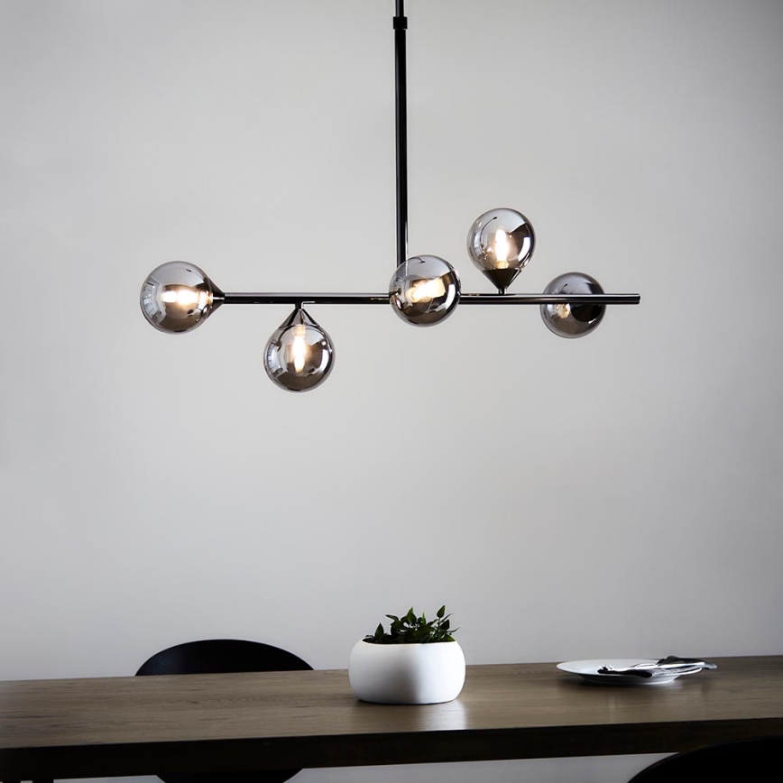 Endon 101348 - Suspension sur tige OTIS 5xG9/3W/230V chrome noir/noir fumé