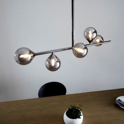 Endon 101348 - Suspension sur tige OTIS 5xG9/3W/230V chrome noir/noir fumé