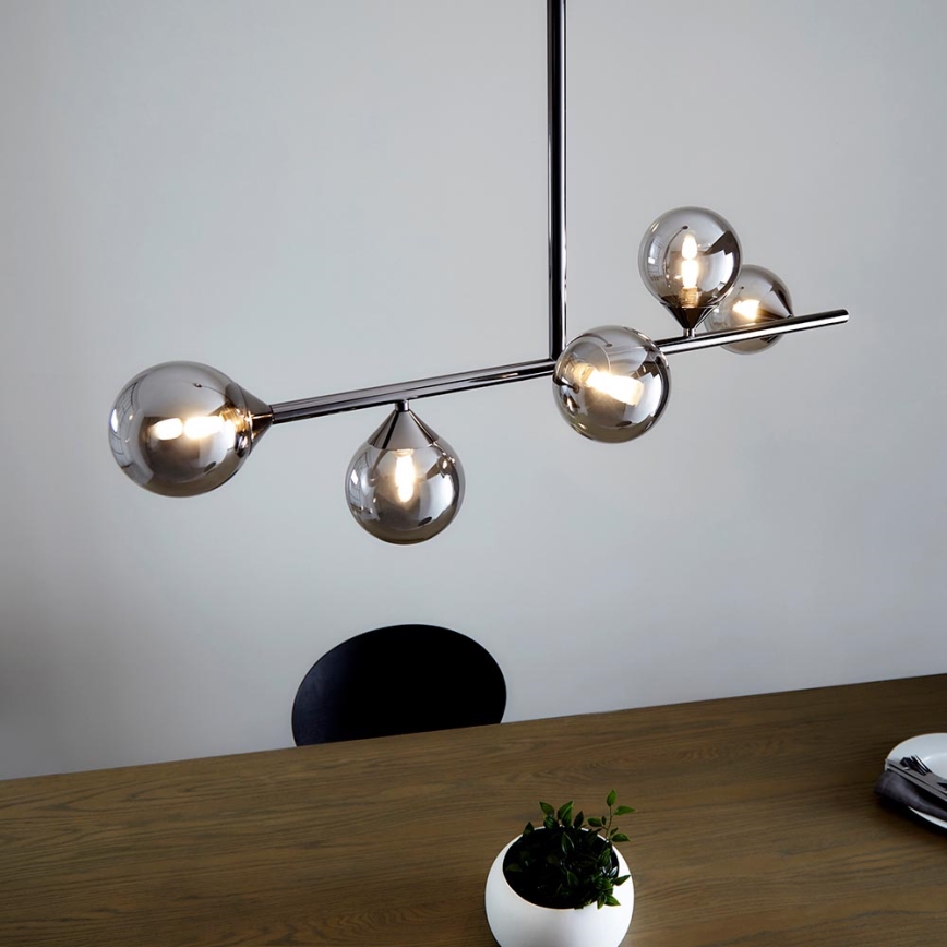 Endon 101348 - Suspension sur tige OTIS 5xG9/3W/230V chrome noir/noir fumé