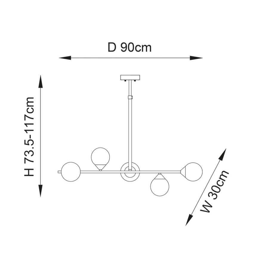 Endon 101348 - Suspension sur tige OTIS 5xG9/3W/230V chrome noir/noir fumé