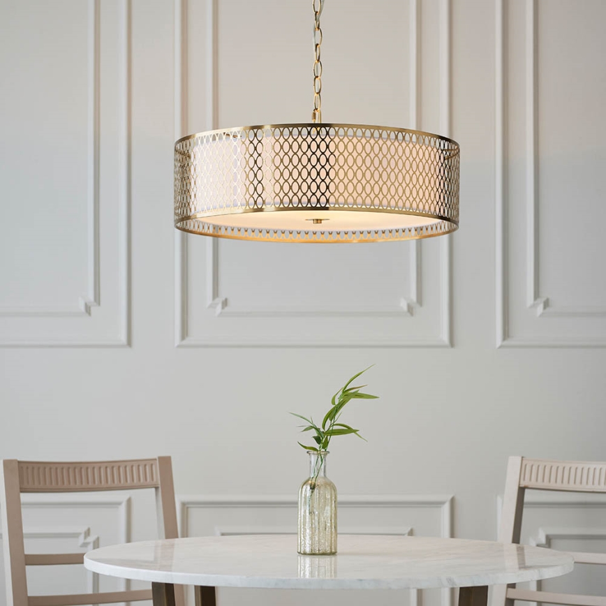 Endon 101569 - Suspension à chaîne CORDERO 3xE27/10W/230V dorée