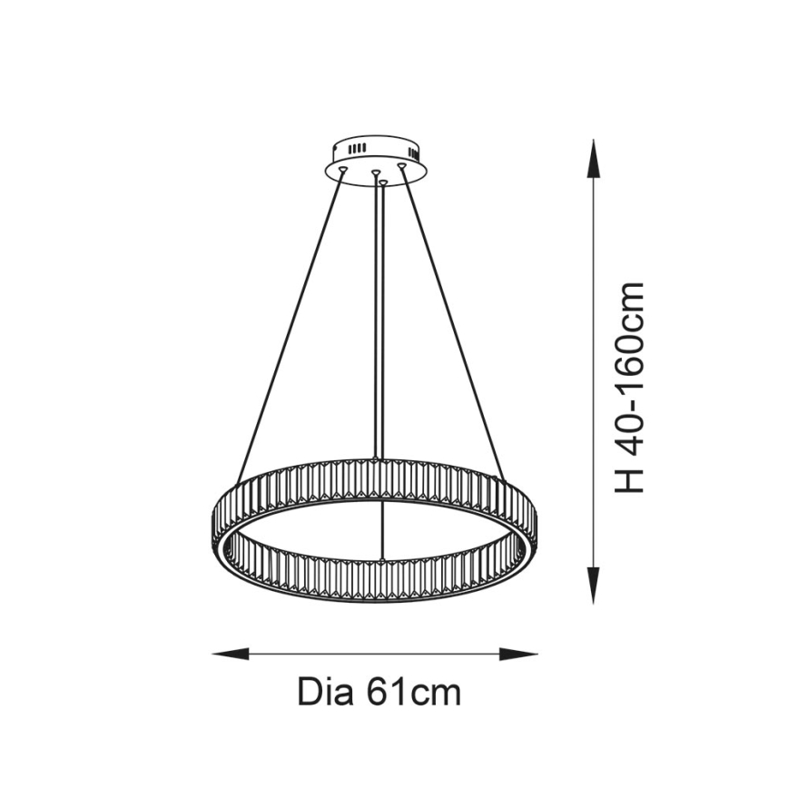 Endon 102255 - Suspension LED dimmable sur câble LAGUNA LED/36W/230V chrome brillant