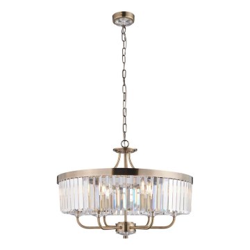 Endon 102505 - Lustre suspendu à chaîne 6 x E14, 6 W, 230 V, Ø 55 cm, laiton
