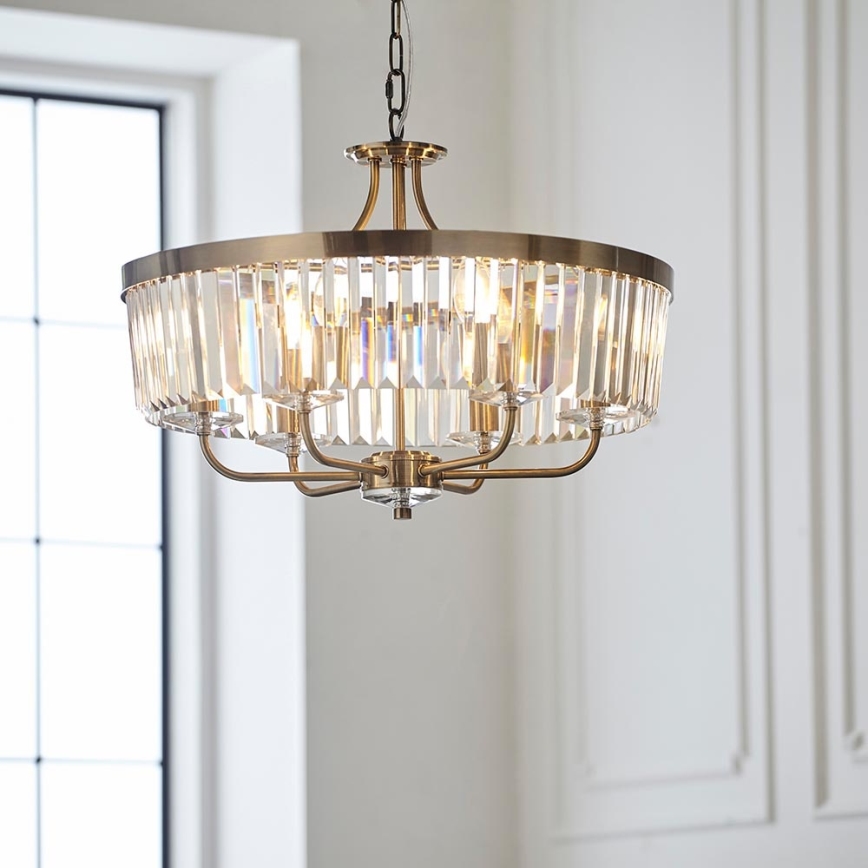 Endon 102505 - Lustre suspendu à chaîne 6 x E14, 6 W, 230 V, Ø 55 cm, laiton