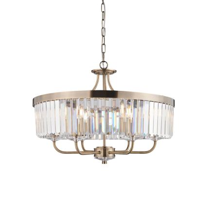 Endon 102505 - Lustre suspendu à chaîne 6 x E14, 6 W, 230 V, Ø 55 cm, laiton