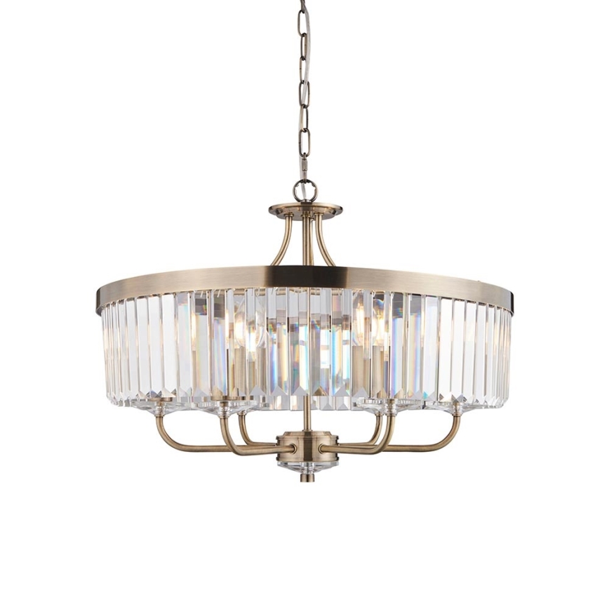 Endon 102505 - Lustre suspendu à chaîne 6 x E14, 6 W, 230 V, Ø 55 cm, laiton