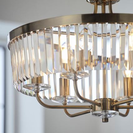 Endon 102505 - Lustre suspendu à chaîne 6 x E14, 6 W, 230 V, Ø 55 cm, laiton